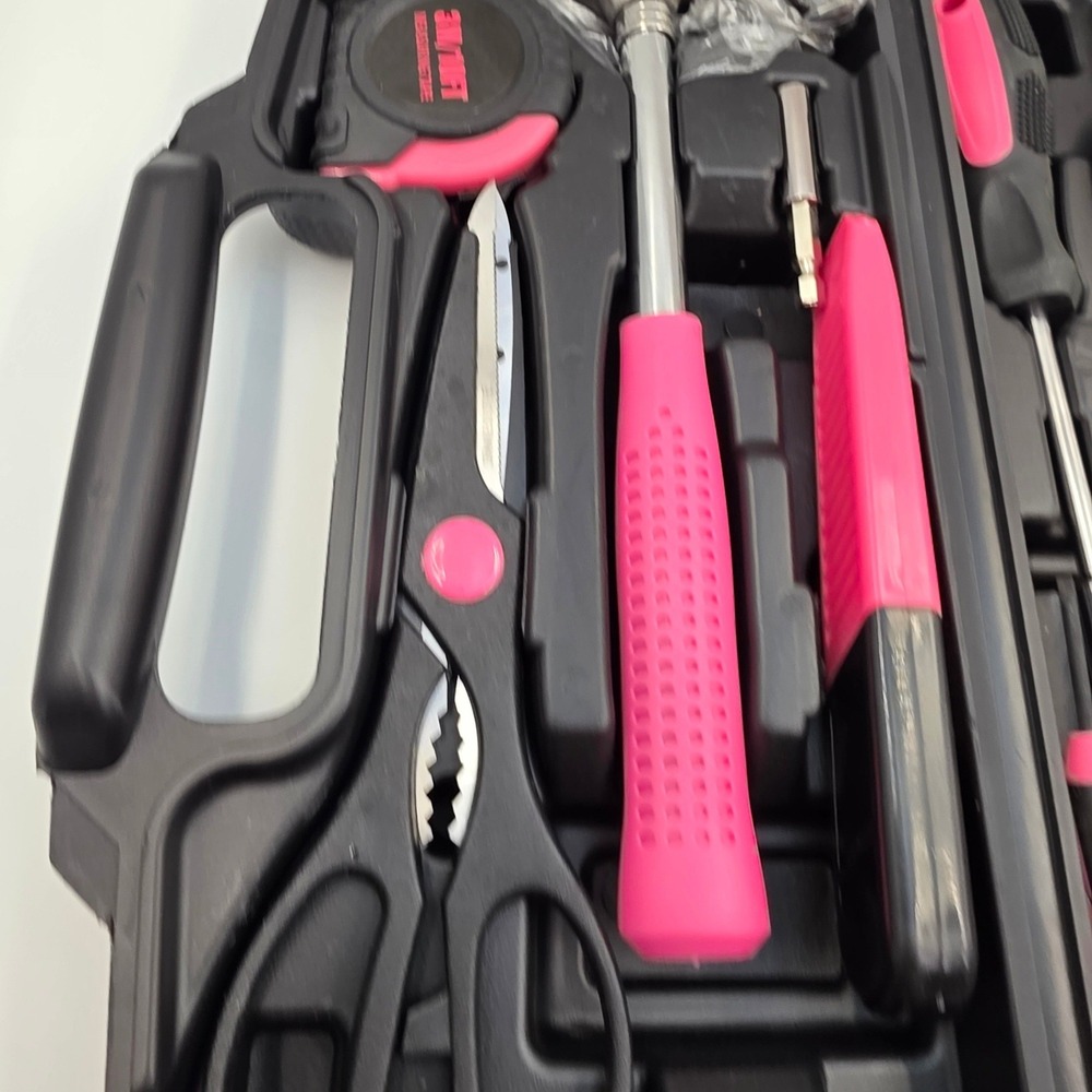 Pink and Black 39 Piece Home Tool Kit with Carrying Case DIY Household Set L4 - Picture 13 of 16